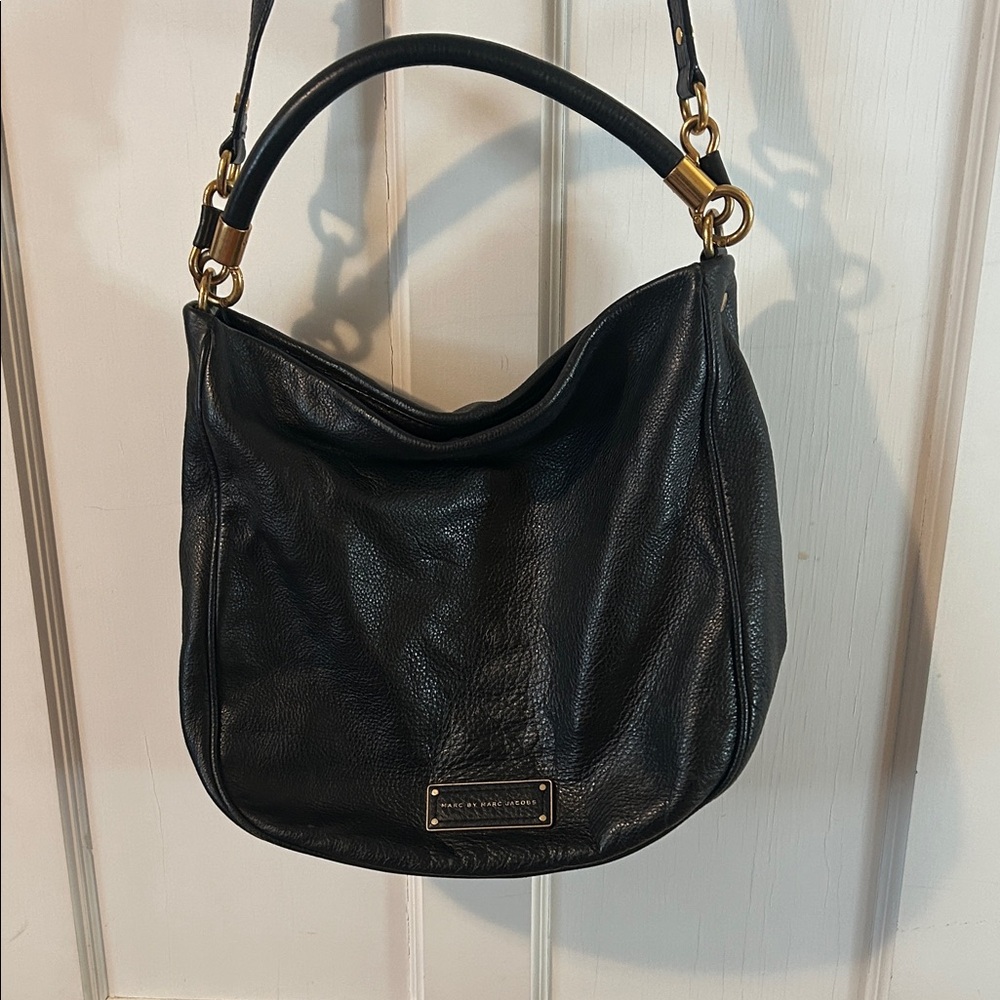 Marc By Marc Jacobs Black Hobo Bag with Gold Accents